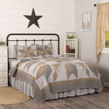 Dakota Star Farmhouse Blue King Quilt Set (1 Quilt 105Wx95L & 2 Shams 21x37) VHC Brands - The Fox Decor